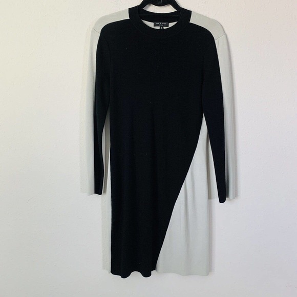 Rag And Bone Black and Gray Color Block Sweater Dress - Picture 1 of 4